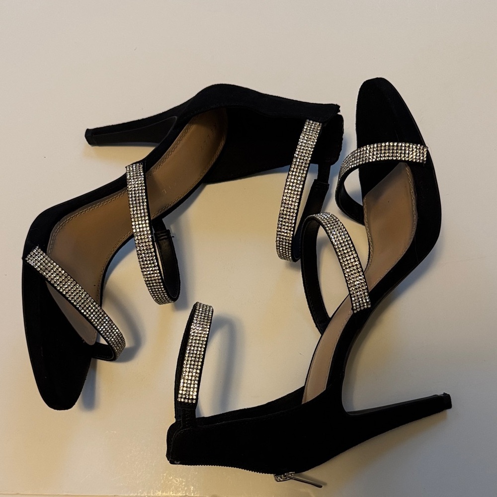 Kelly & Katie Black and Silver Strappy Heels - Picture 2 of 6